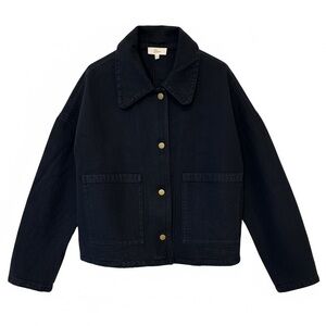 Elan Black Denim Jacket with Gold Buttons